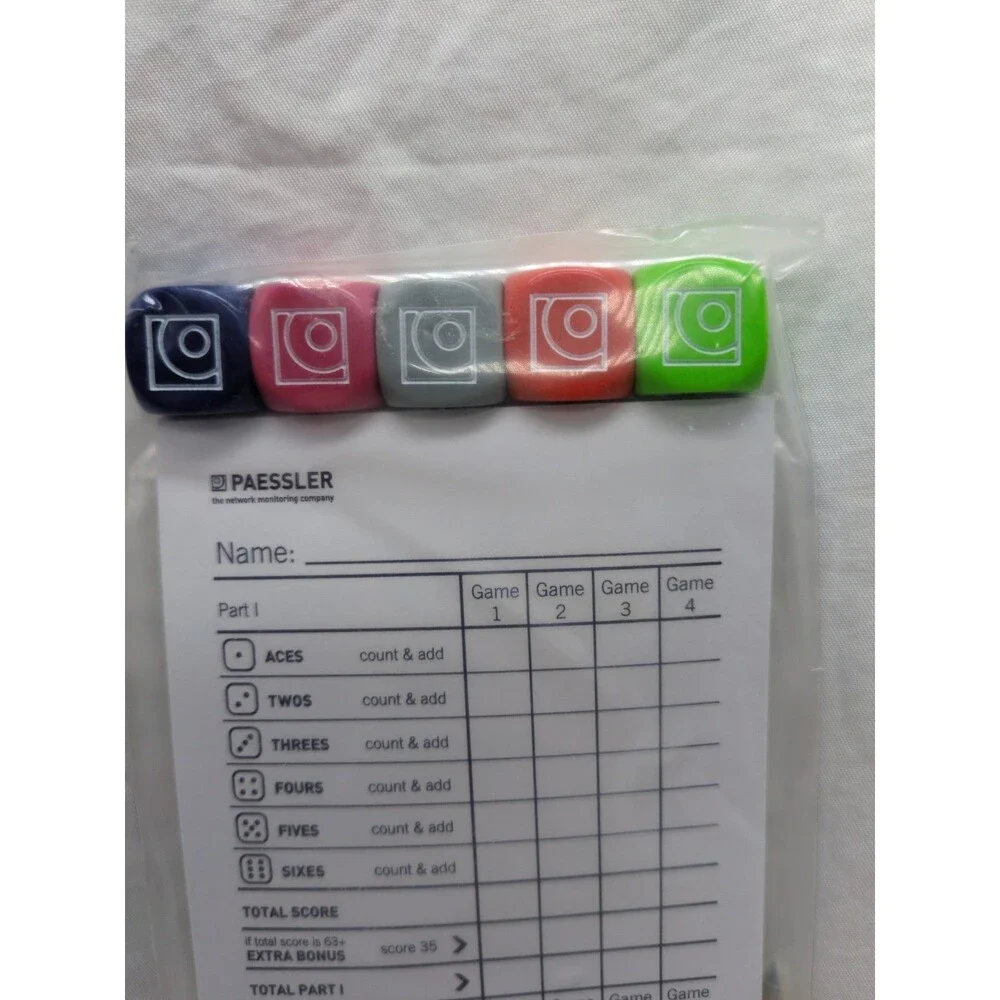 Paessler Network Monitoring Company Roll And Write Dice Game
